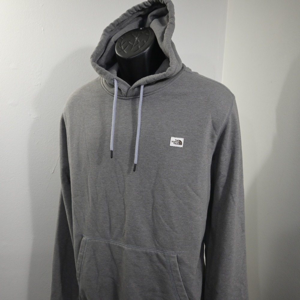 The North Face Pullover Hoodie Mens XL Gray Fleece Lined Logo Kangaroo Pocket